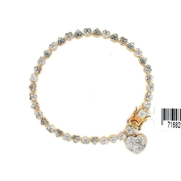 Gold Over Silver Diamond Accent Heart Bracelet (NWT) - Picture 1 of 6